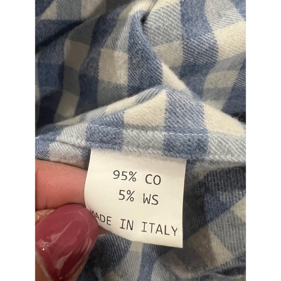 Solemare For Maus & Hoffman Blue White Plaid Flannel Shirt Made In Italy Size XL - Picture 5 of 5